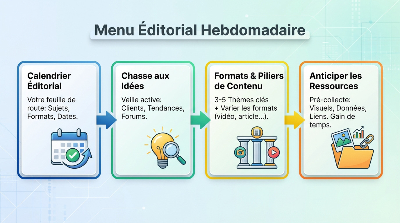 Planification d'un calendrier éditorial inspiré du batch cooking sur un ordinateur portable