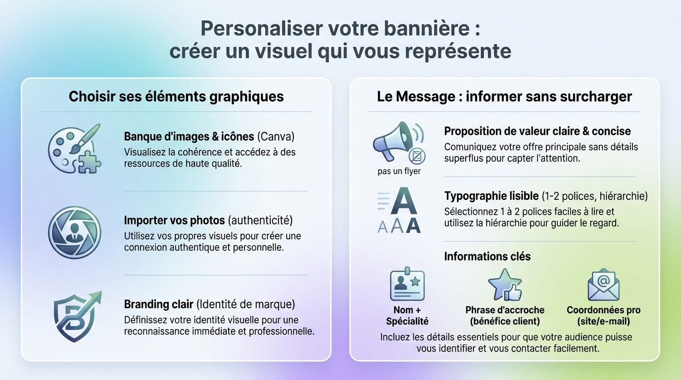 Interface de création Canva pour personnaliser une bannière LinkedIn professionnelle