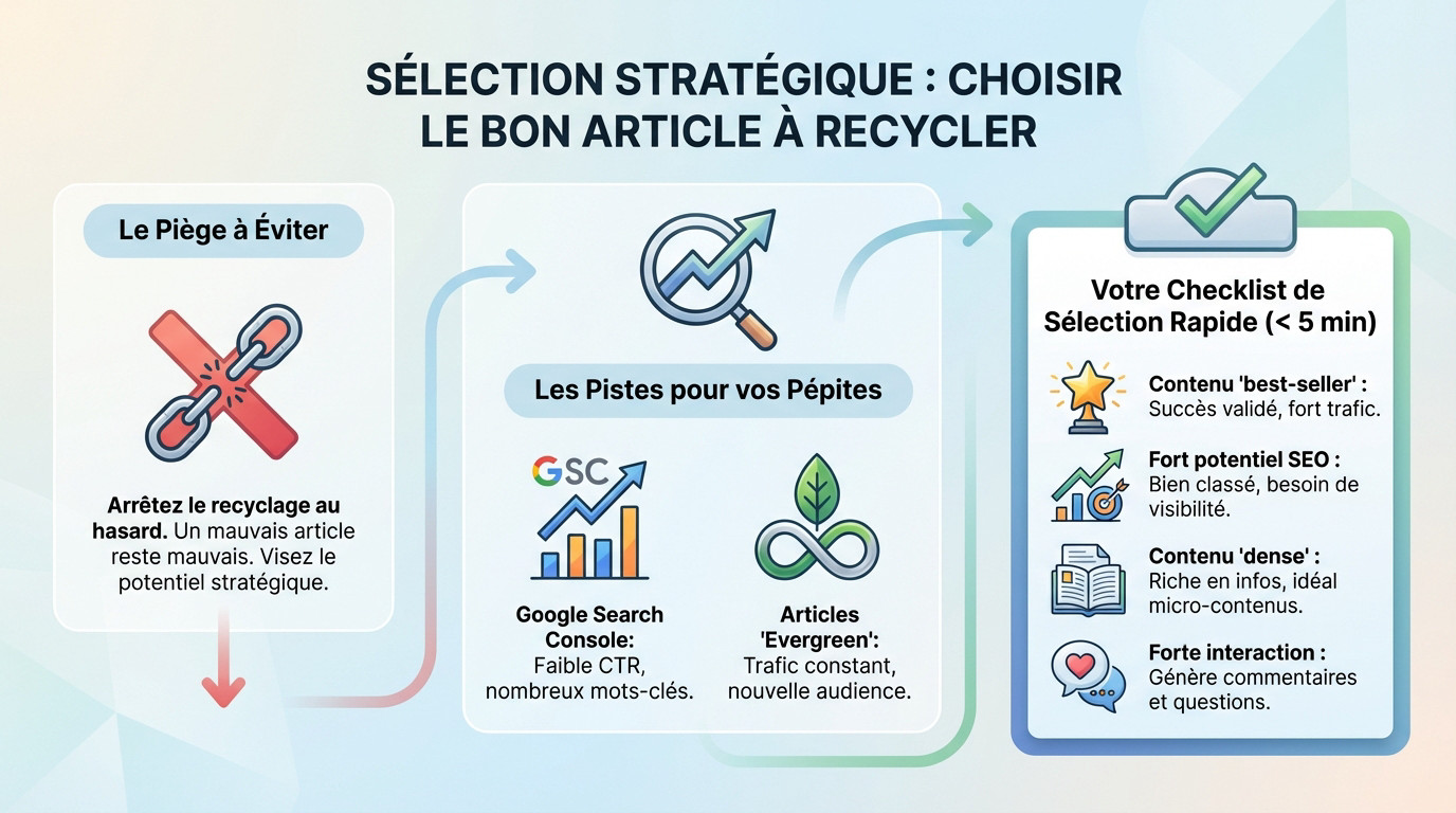 Stratégie de sélection pour recycler un article de blog en post social media