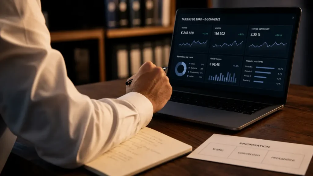 Accompagnement e commerce audit priorisation pilotage tableau e-commerce