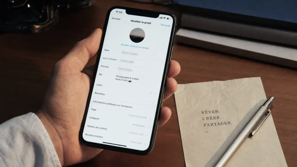 Changement de nom sur Instagram : écran modifier profil et risques de visibilité