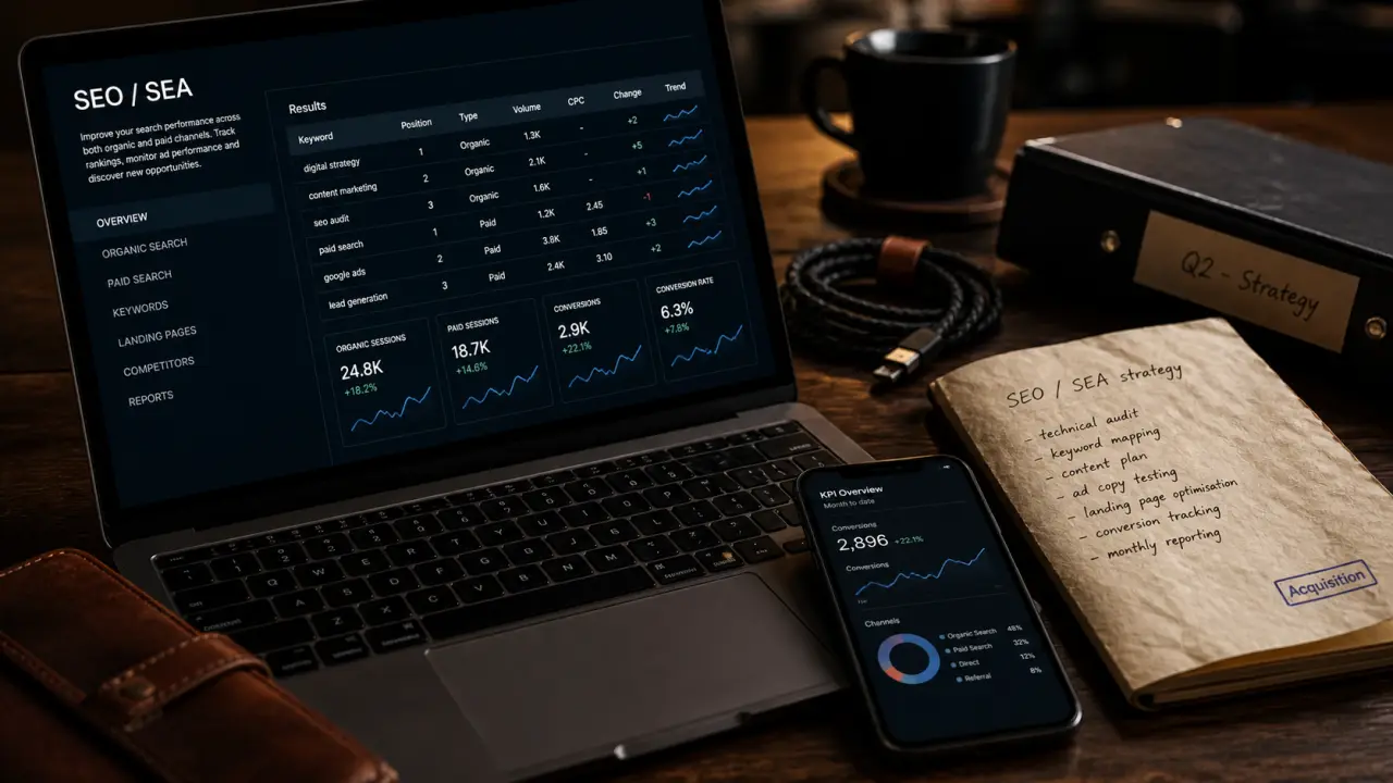 Canaux d’acquisition exemple : SEO SEA et KPI