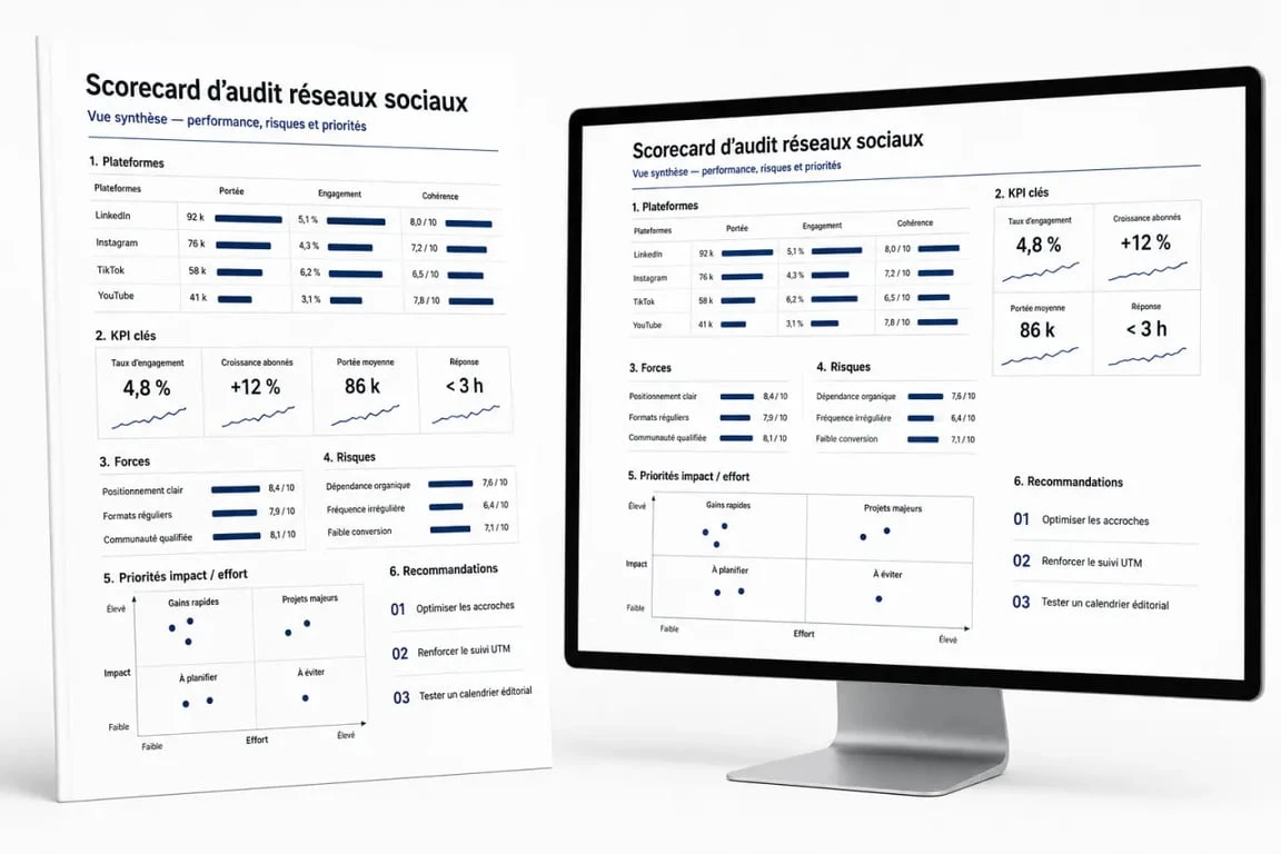 Audit réseaux sociaux : scorecard et tableau de bord de reporting