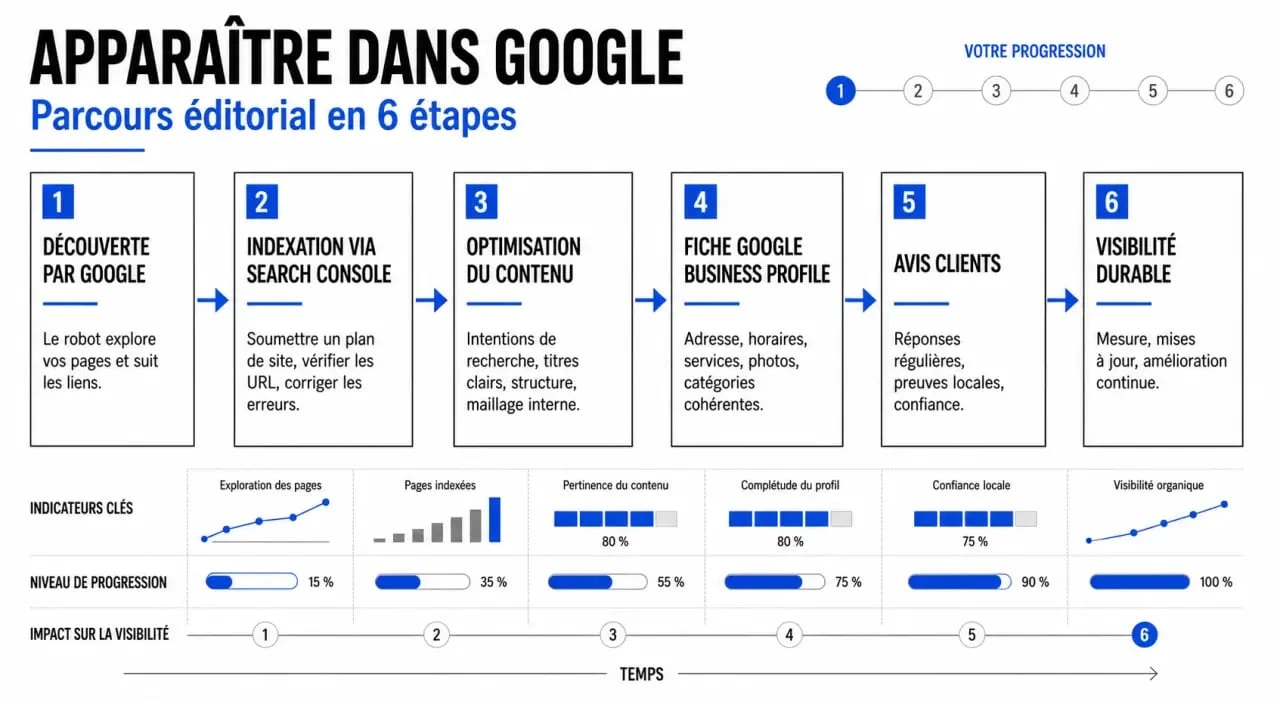 Apparaître dans Google : étapes de l’indexation à la visibilité durable