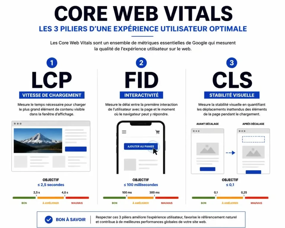 Infographie explicative des Core Web Vitals pour le SEO design