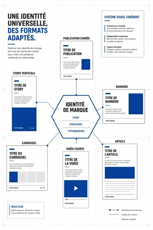 Schéma des éléments de charte graphique réseaux sociaux à conserver ou adapter