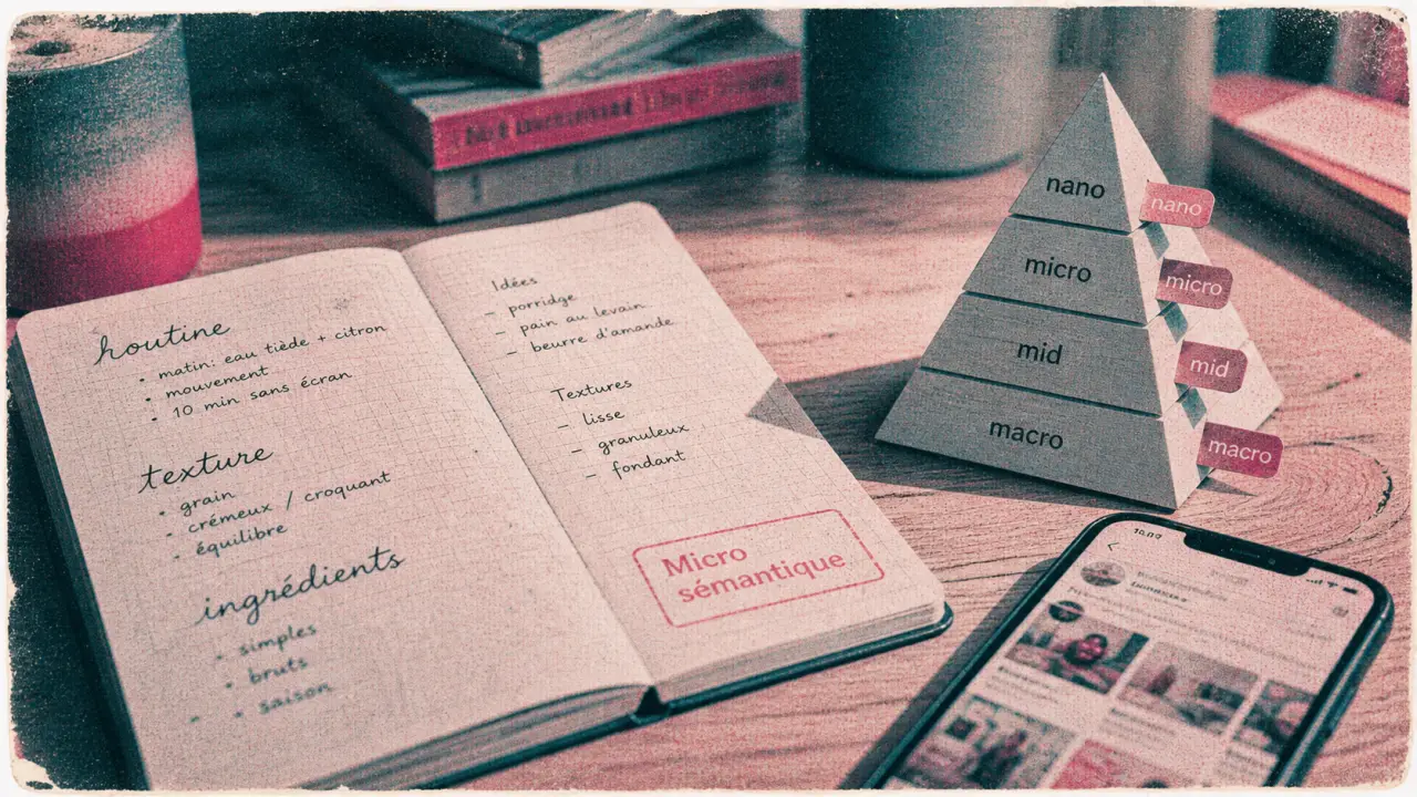 Micro-influence semantique : alignement marque-créateur, carnet mots et pyramide papier en atelier