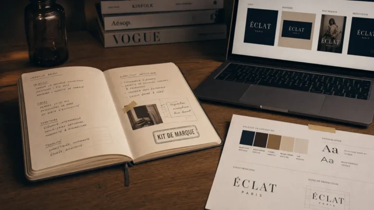 Outils ia pour identité de marque : brand kit, logo, charte et mockups