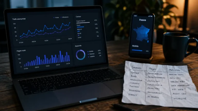 Qui visite mon site : analytics, mobile et SEO sur tableaux et cartes France