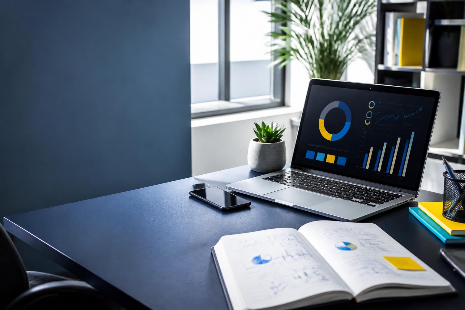 Bureau de travail dédié à une stratégie de marketing digital