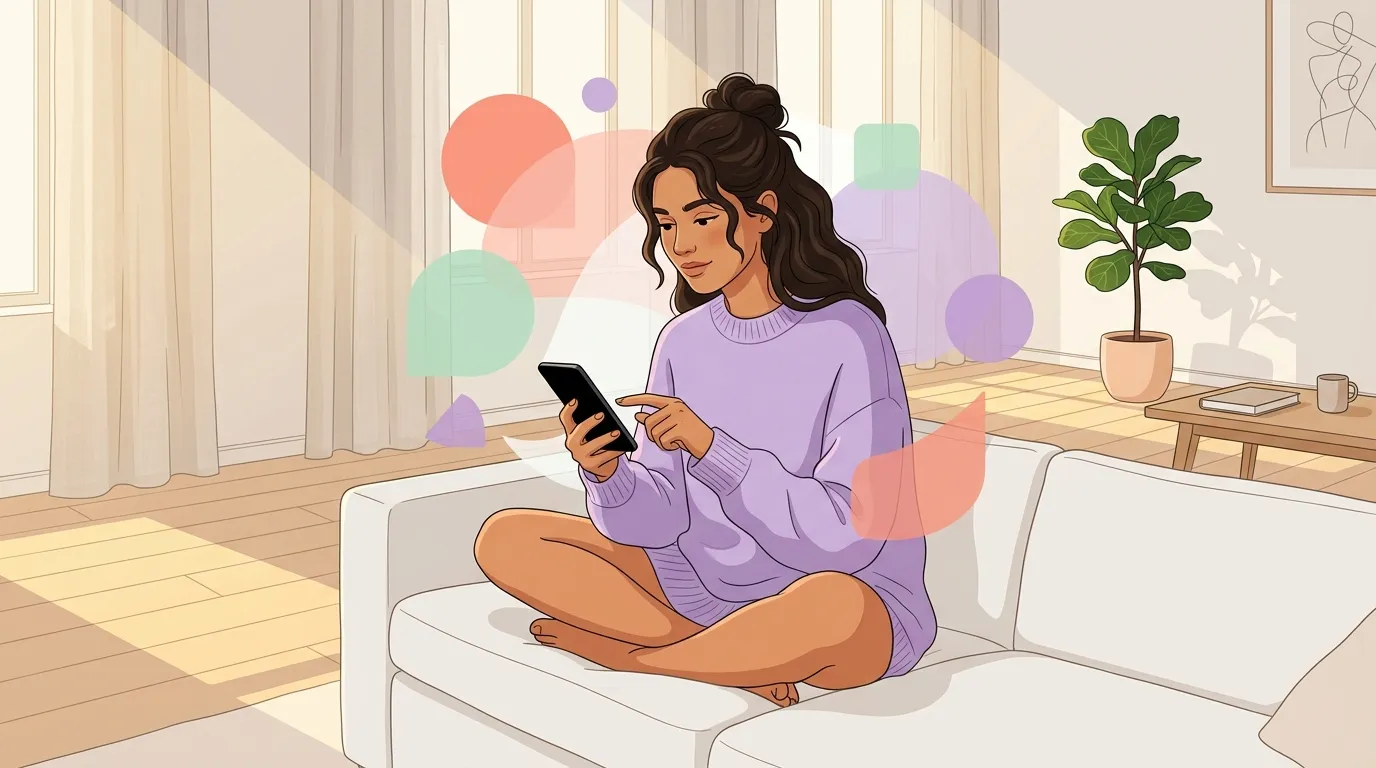 Femme réglant la confidentialité d'une story Instagram sur son téléphone