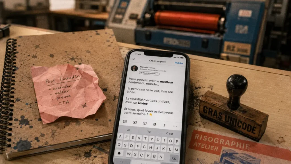 Texte gras sur LinkedIn : copier-coller Unicode, styles utiles et pièges SEO