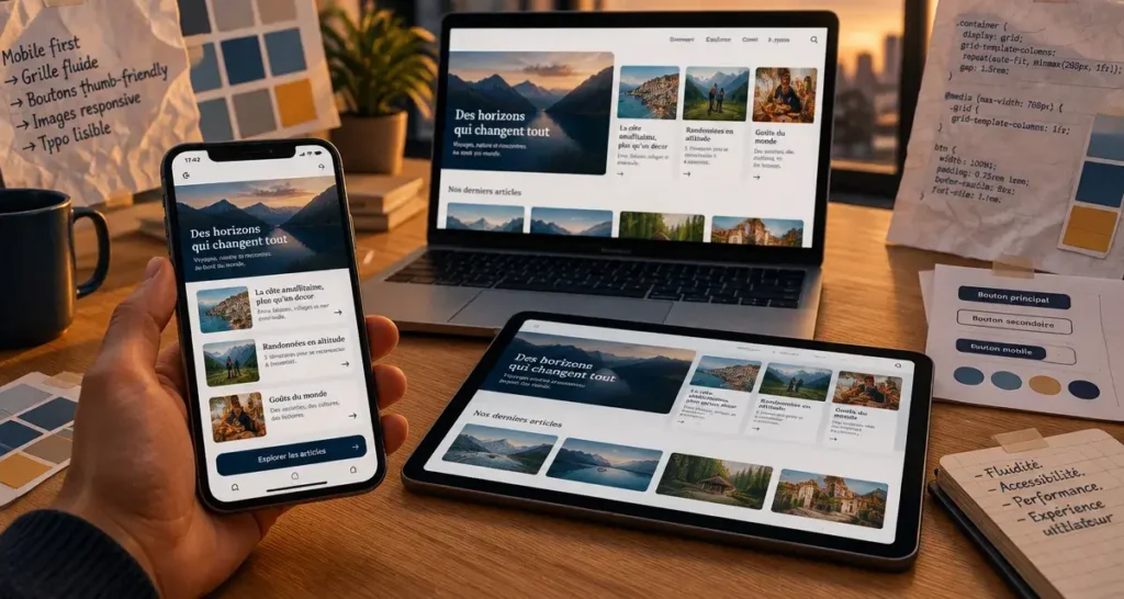 Un site web responsive adapte une interface unique à chaque écran